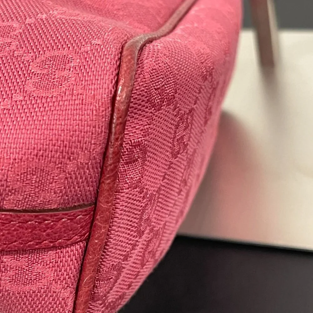 Gucci GG Canvas Pouch Bag Dark Pink/Raspberry (128556)